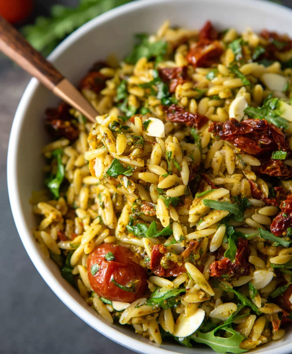 Sun-Dried Tomato Orzo Pesto Salad Recipe