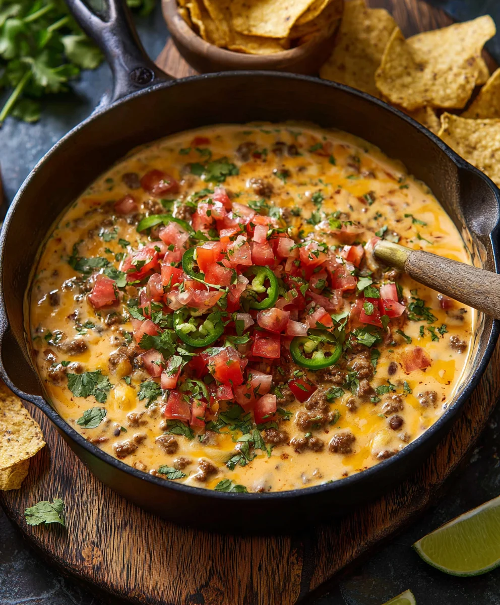 Easy Cowboy Queso Dip Recipe - Cheesy Beef Delight