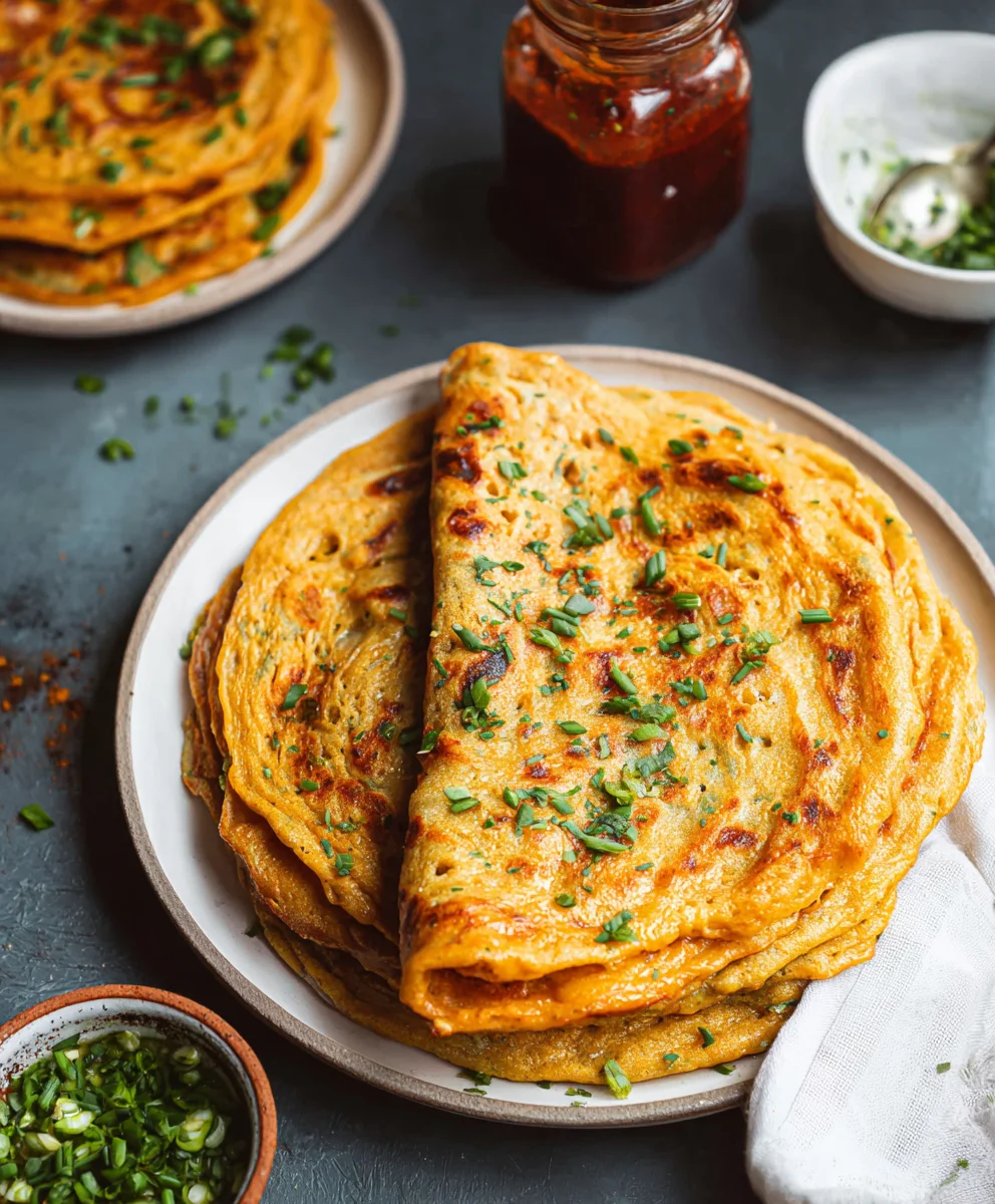 Masoor Dal Chilla - Delicious Red Lentil Savory Pancakes