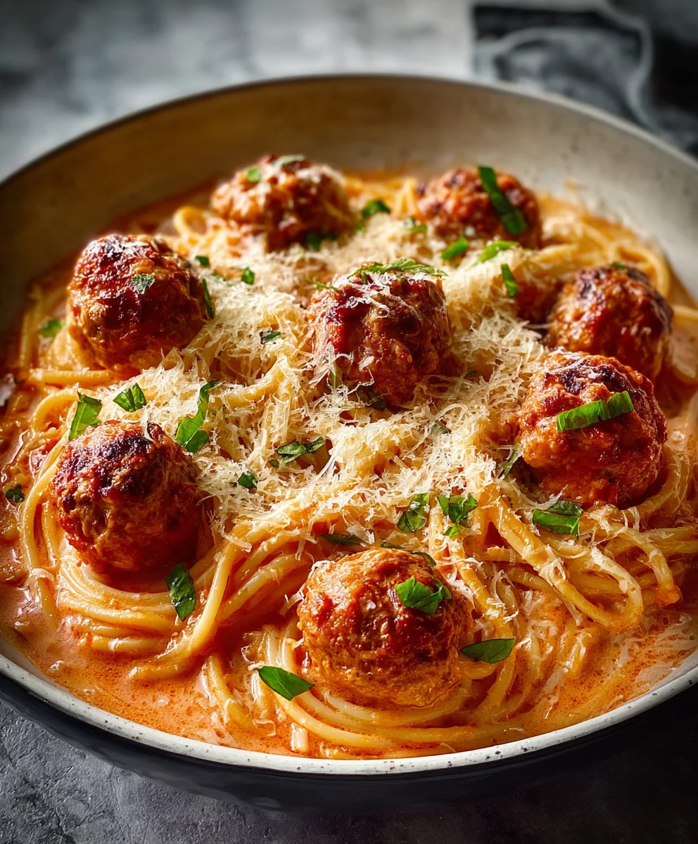 Creamy Spaghetti & Meatballs-Easy Beef Recipe