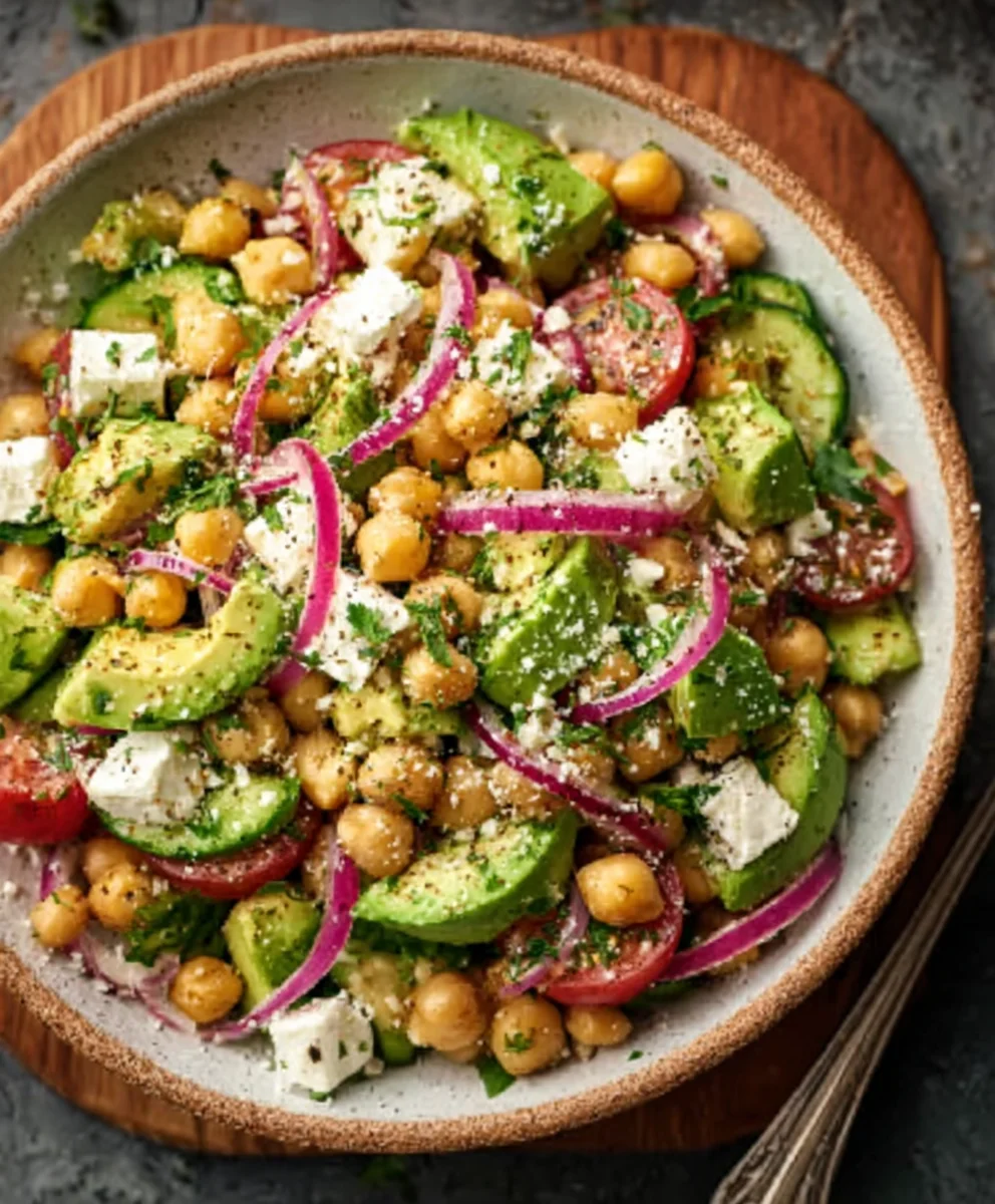 Chickpea Feta Avocado Salad - Fresh & Easy Recipe
