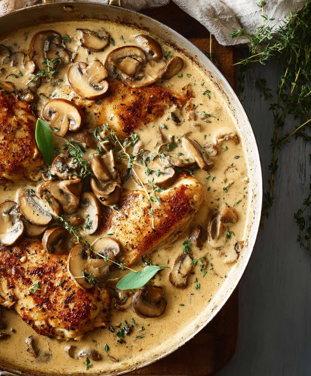 Easy Creamy Mushroom Chicken Recipe-Quick Dinner
