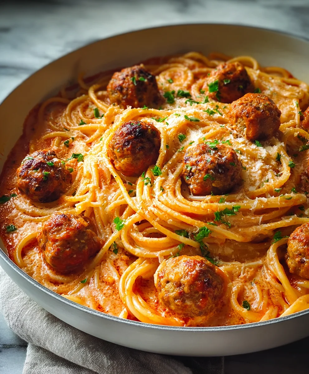 Creamy Spaghetti & Meatballs-Easy Beef Recipe