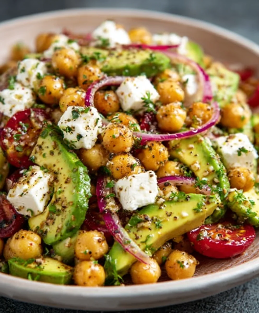 Chickpea Feta Avocado Salad - Fresh & Easy Recipe