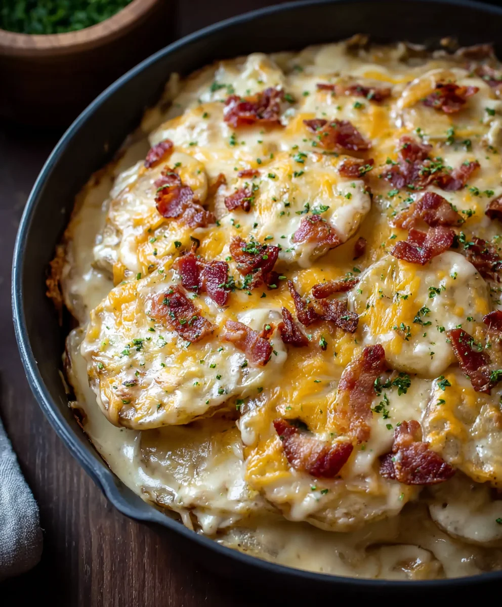 Loaded Scalloped Potatoes-Creamy Beefy Comfort Dish