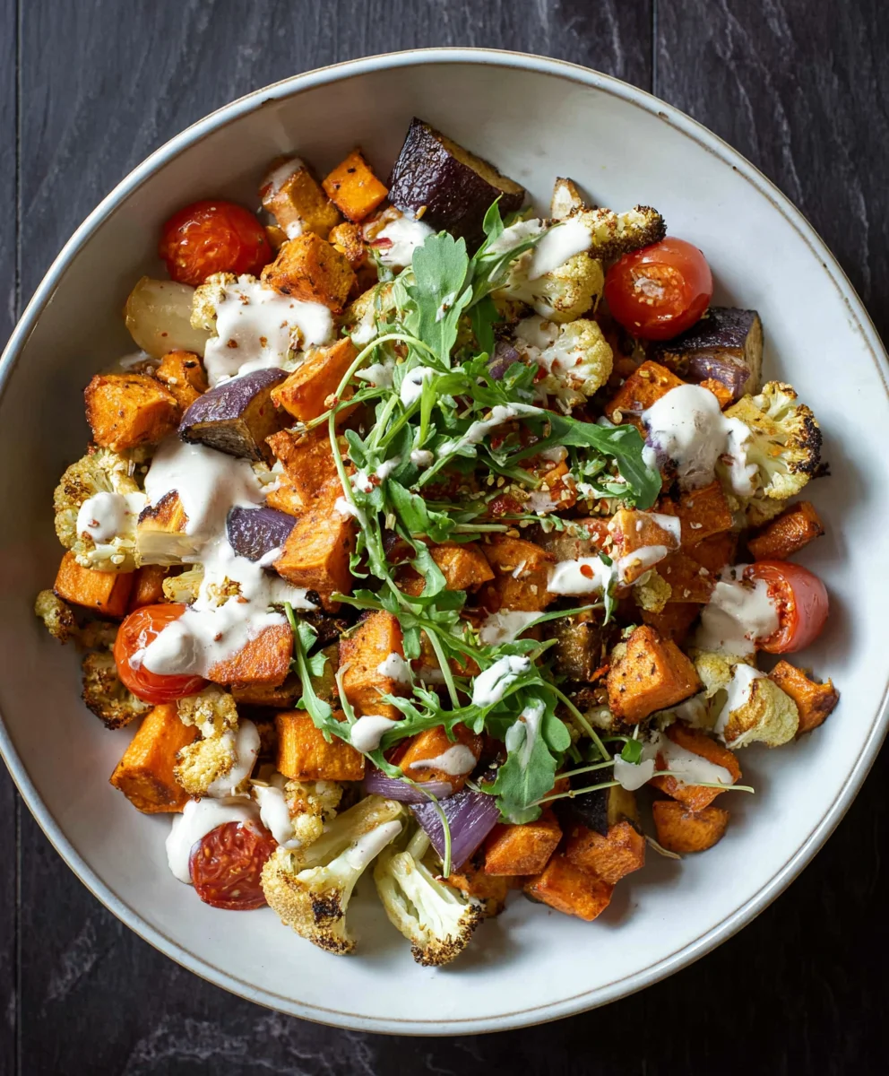 Glow Bowl Recipe-Roasted Veggies & Tahini Yogurt