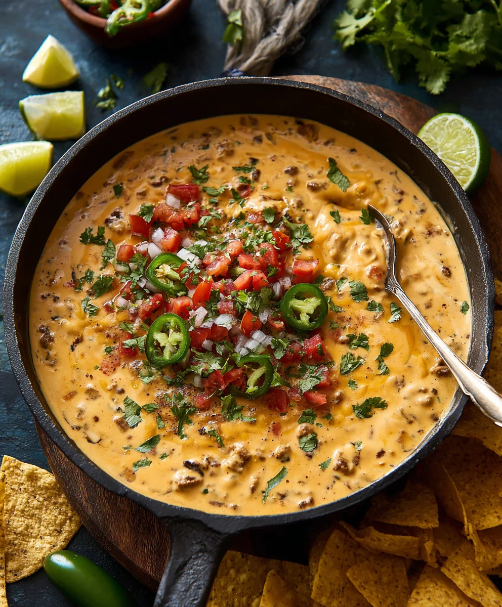 Easy Cowboy Queso Dip Recipe - Cheesy Beef Delight