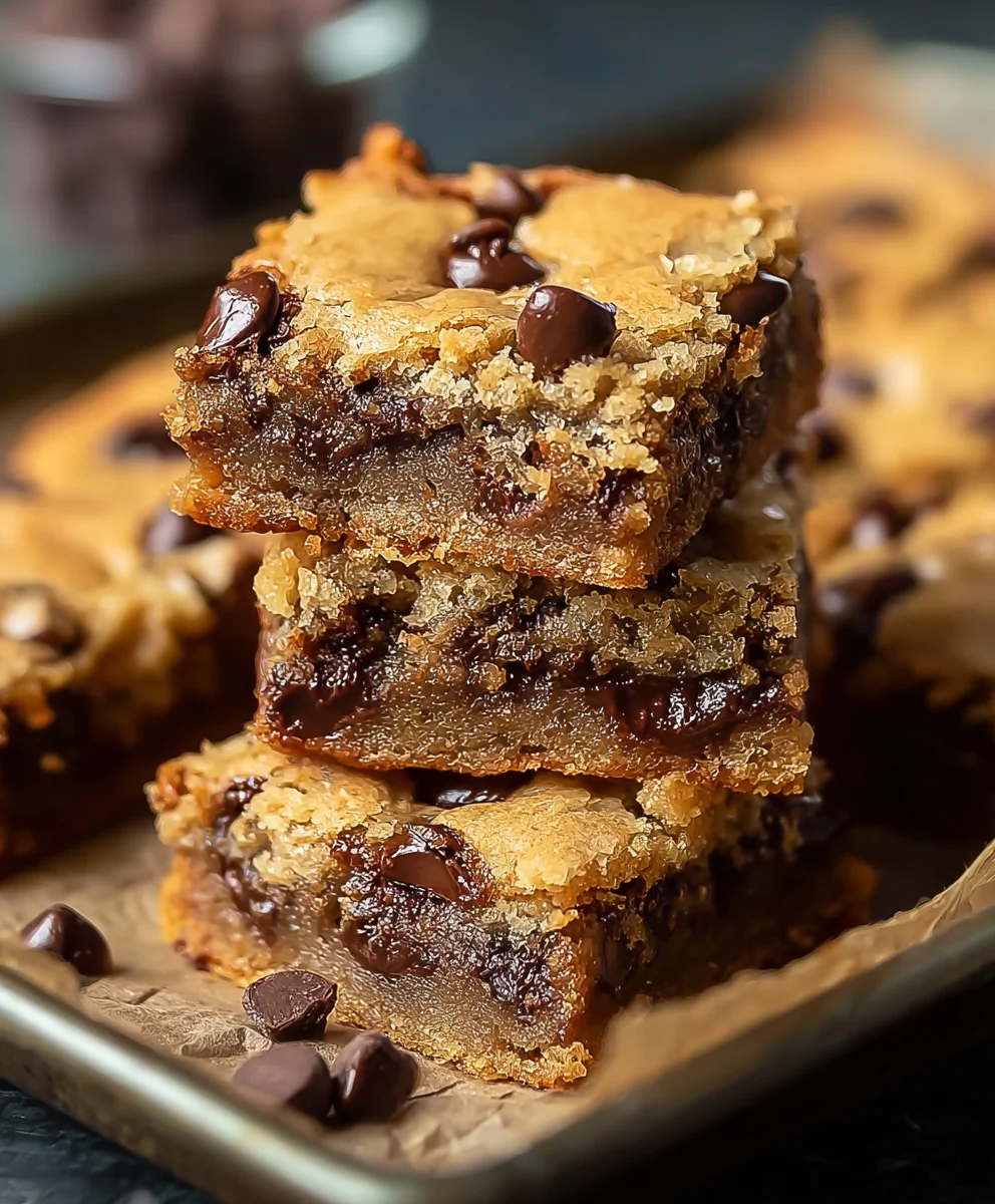 Gooey Chocolate Chip Cookie Bars-Best Easy Recipe