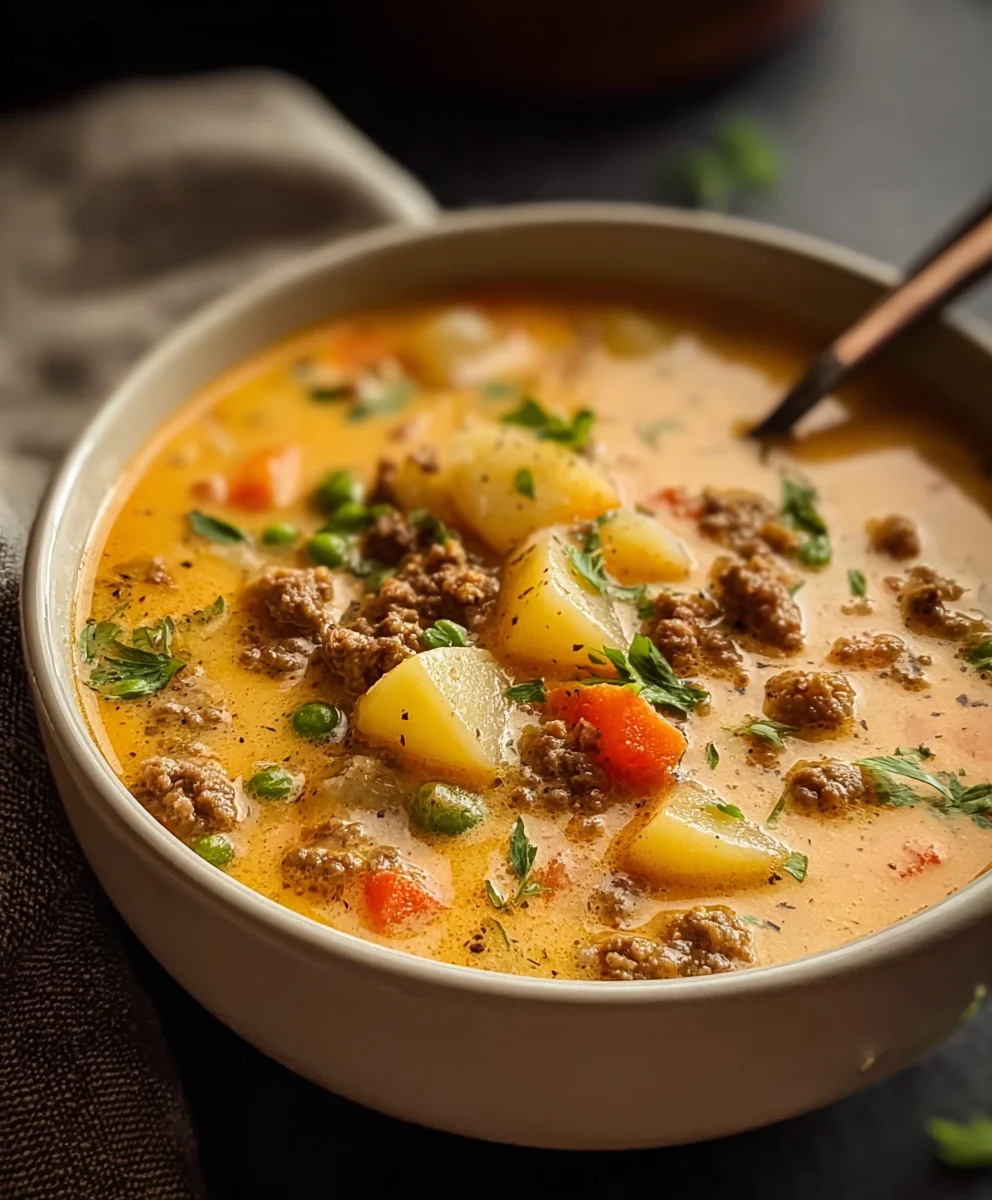 Cheesy Beef Beef Hamburger Potato Soup Recipe