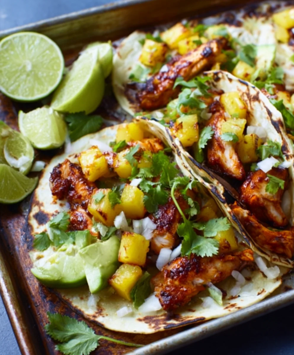 Easy One Pan Chicken Pineapple Tacos Recipe