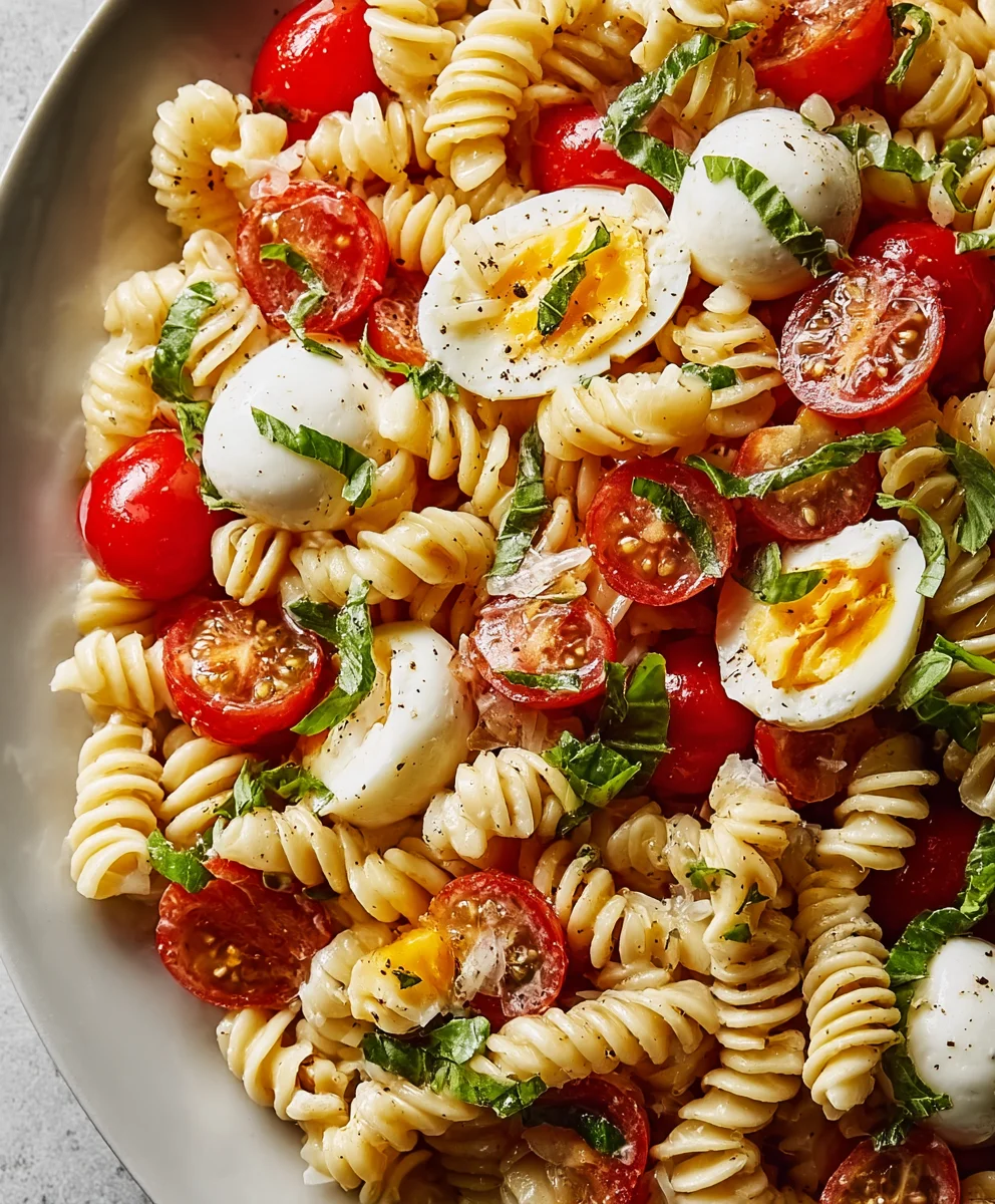 Creamy Caprese Pasta Salad- Easy Summer Meal