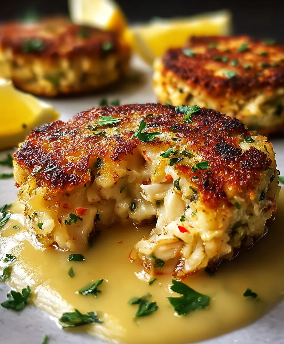 Cheddar Bay Crab Cakes - Lemon Butter Drizzle Delight