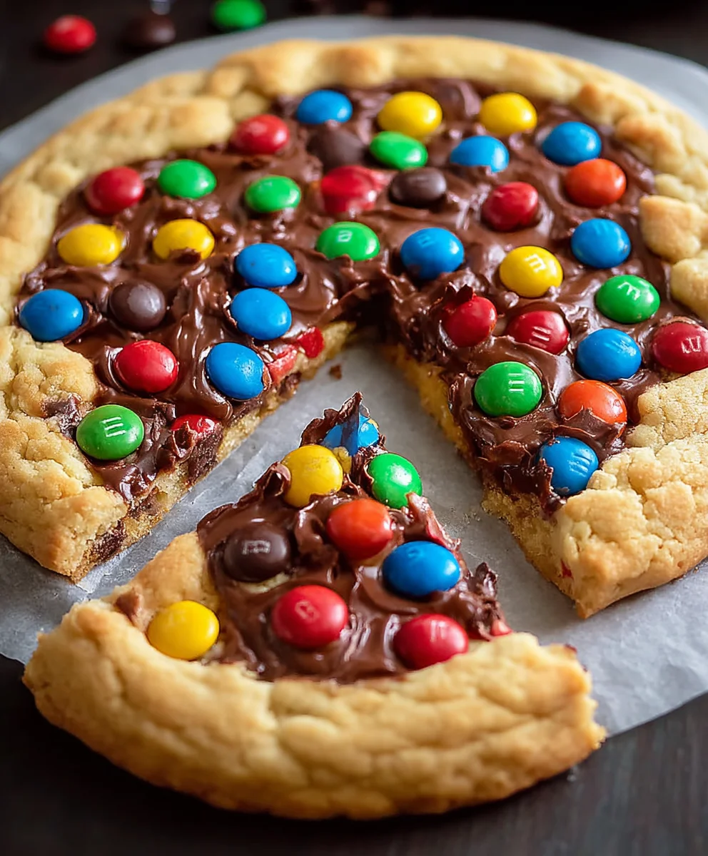 M-and-M Cookie Pizza-Easy Dessert Recipe
