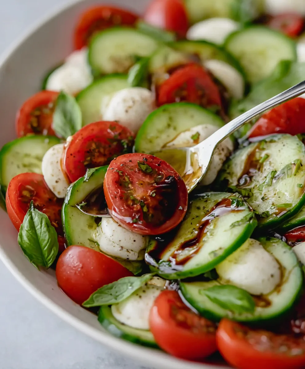 Fresh Cucumber Caprese Salad Recipe- Light & Easy