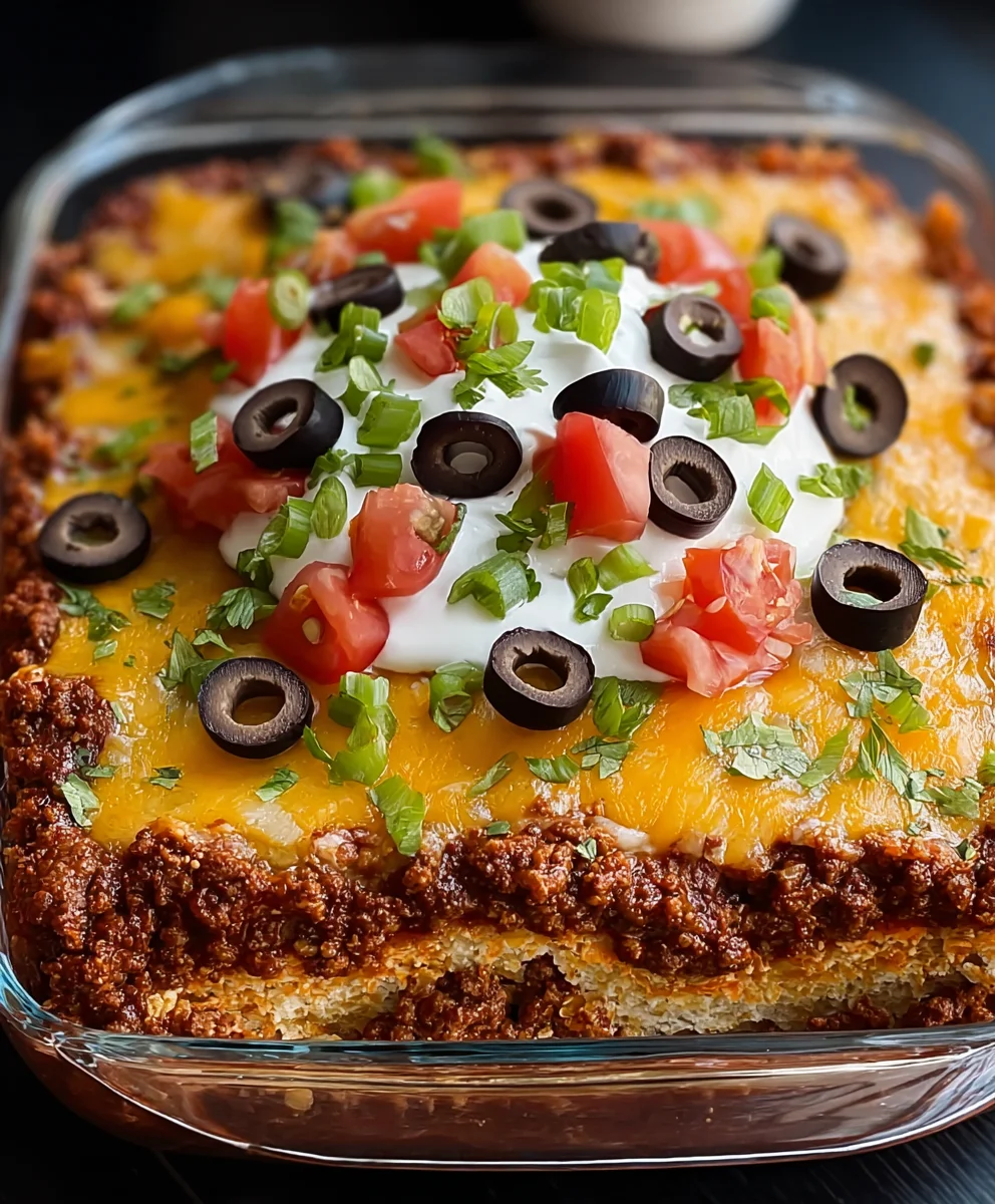 Easy Layered Taco Bake - Delicious Beef Dinner