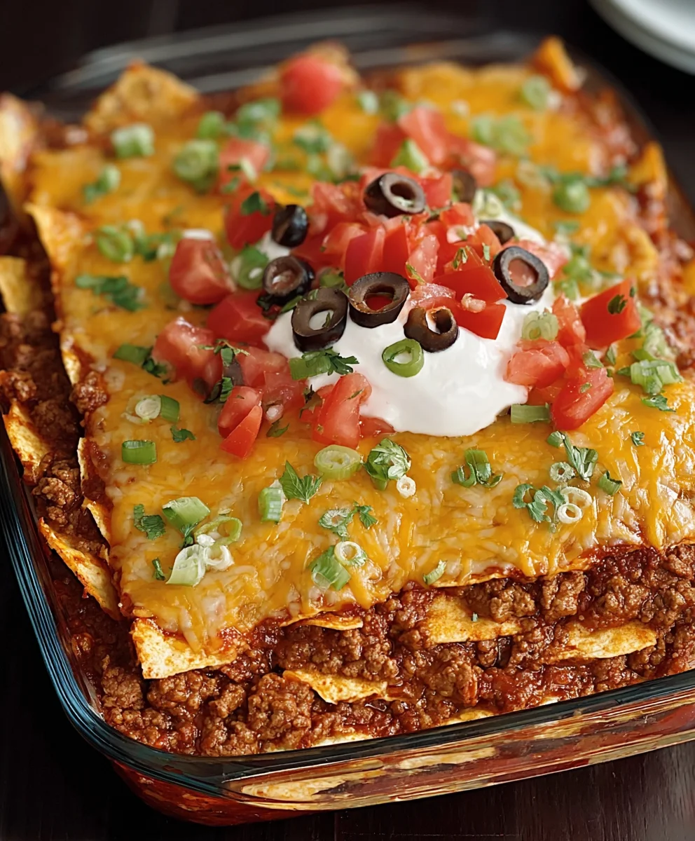 Easy Layered Taco Bake - Delicious Beef Dinner