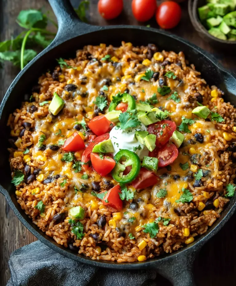Cheesy Beef Taco Rice Skillet – Quick & Easy Dinner