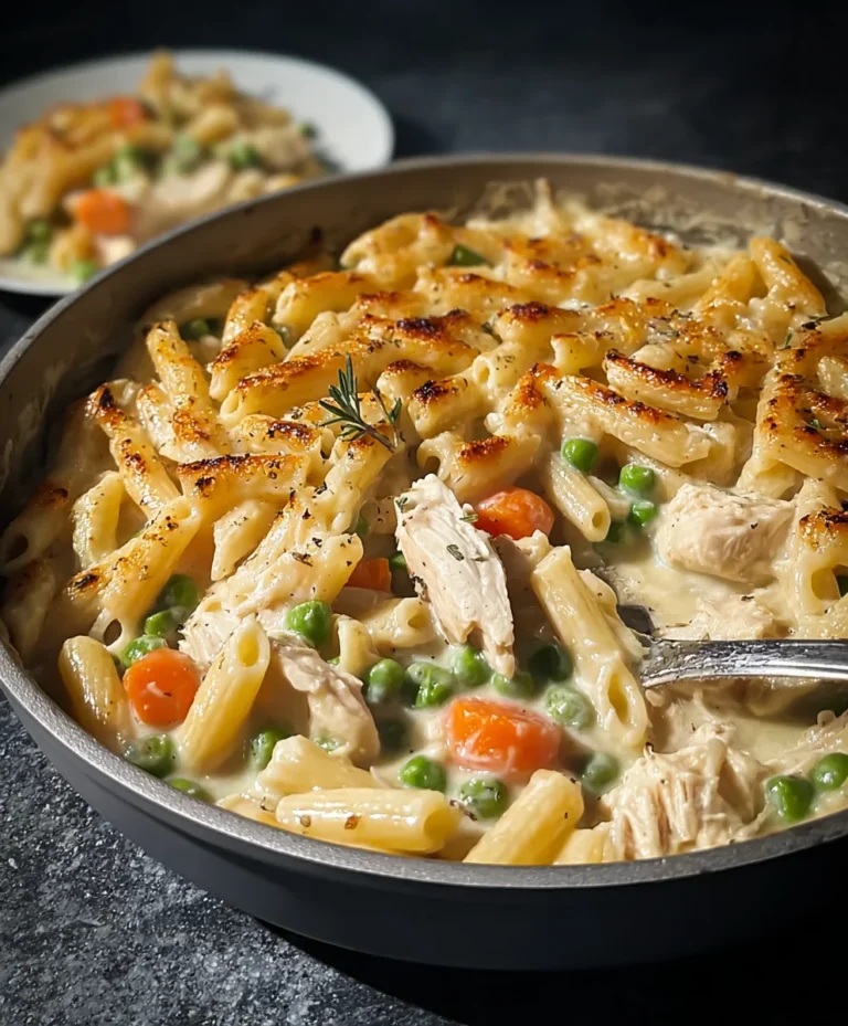 Comforting Chicken Pot Pie Pasta Bake – Easy Weeknight Meal