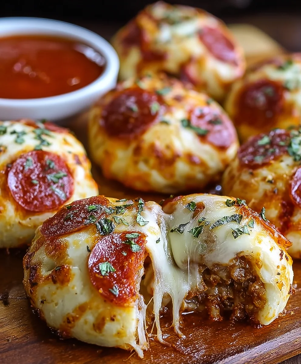 Cheesy Beef Beef Pepperoni Pizza Bombs-Easy Recipe