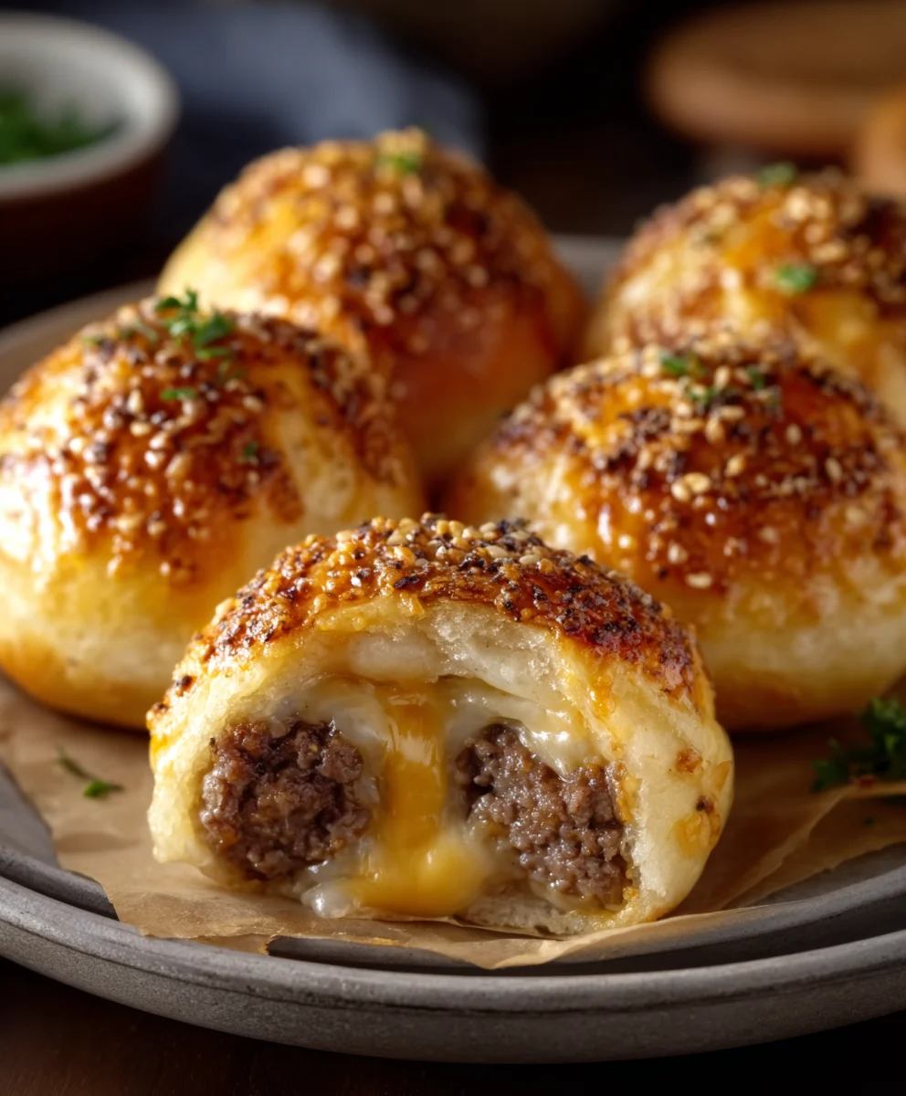 Garlic Parmesan Cheeseburger Bombs - Easy Bites