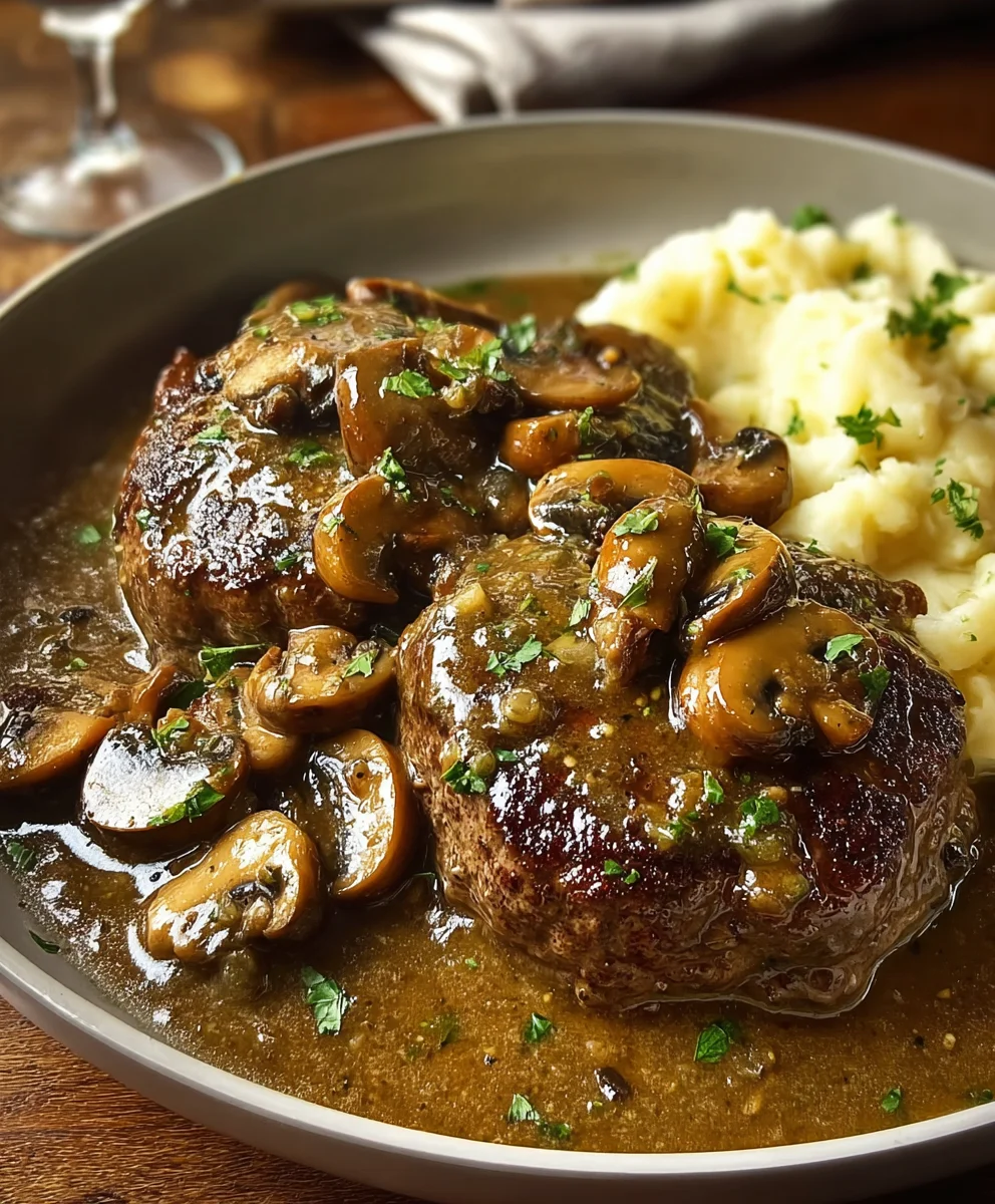 Bobby Flay Salisbury Steak-Mushroom Gravy