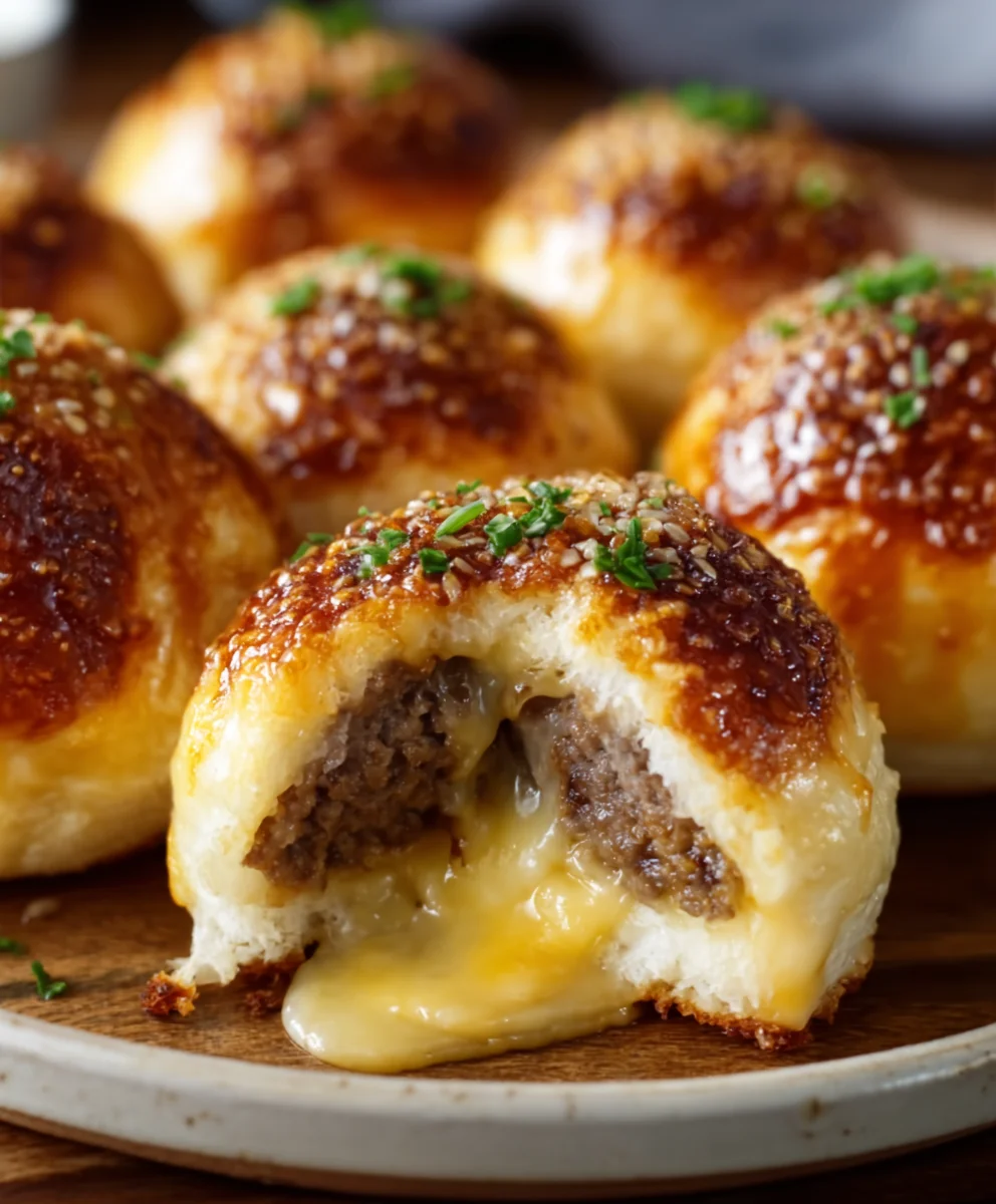 Garlic Parmesan Cheeseburger Bombs - Easy Bites