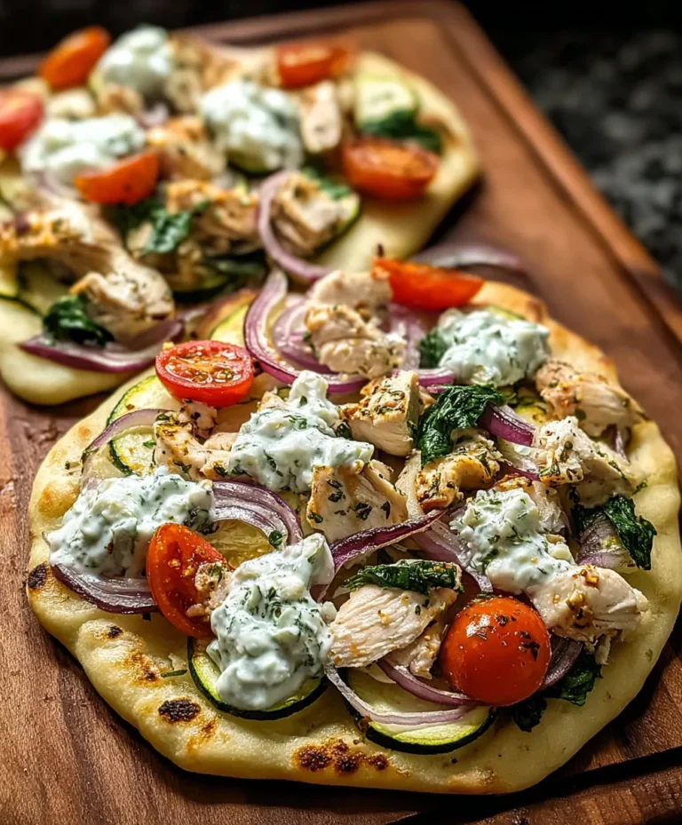 Tzatziki Chicken Naan Pizza- Easy Veggie Delight