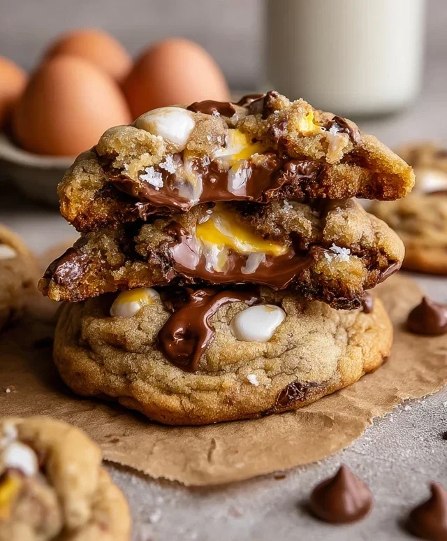 Brown Butter Cadbury Creme Egg Chocolate Chip Cookies