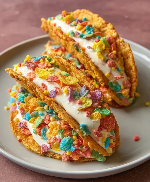 Fruity Pebbles Cheesecake Tacos