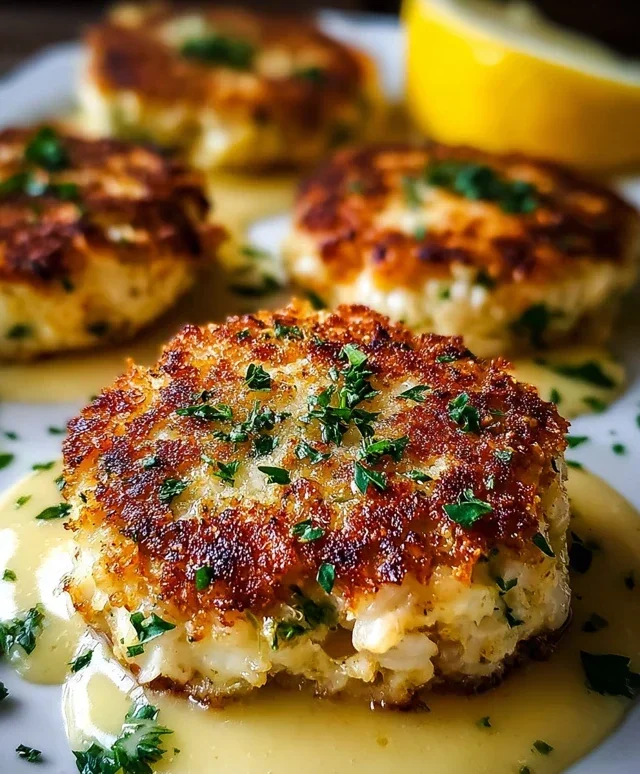 Cheddar Bay Crab Cakes with Lemon Butter Drizzle