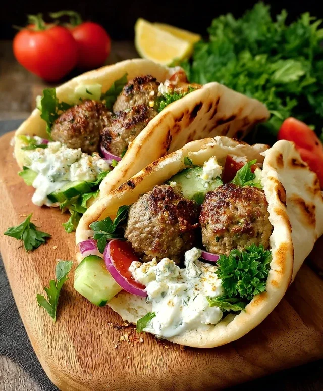 Greek Meatball Pitas