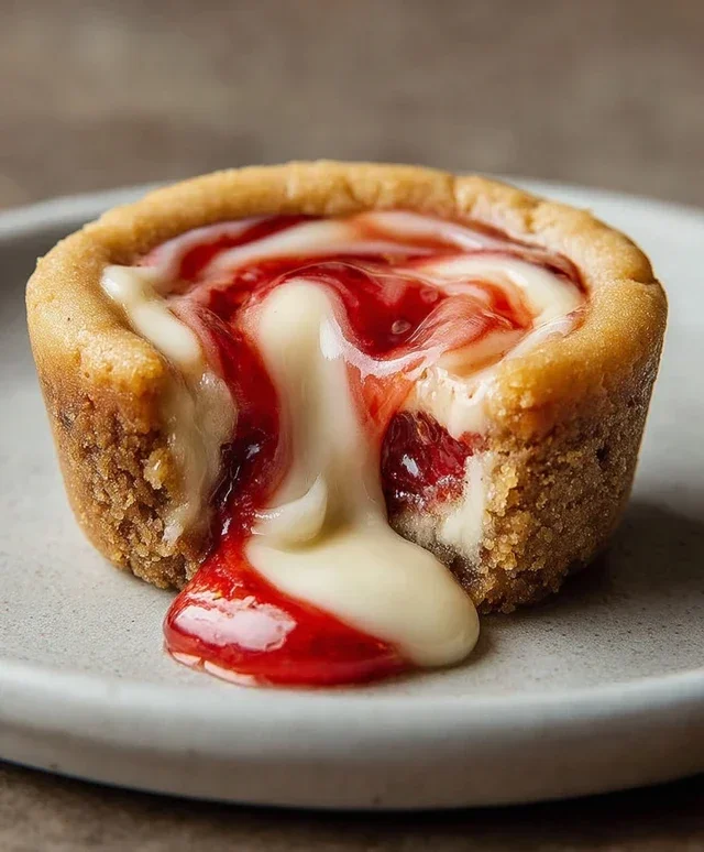 Strawberry Swirl Cheesecake Cookie Cups