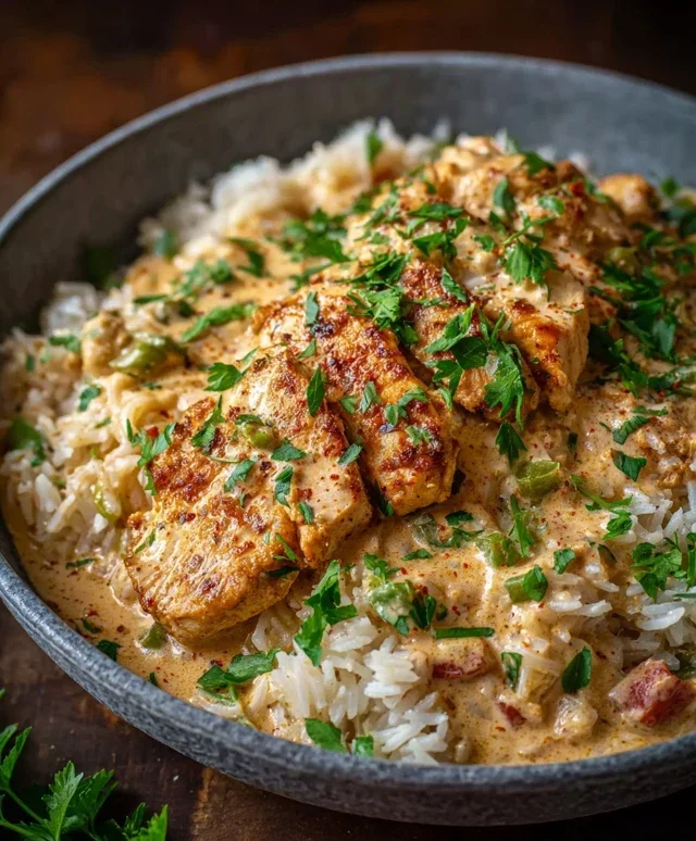 High Protein Creamy Cajun Chicken Rice