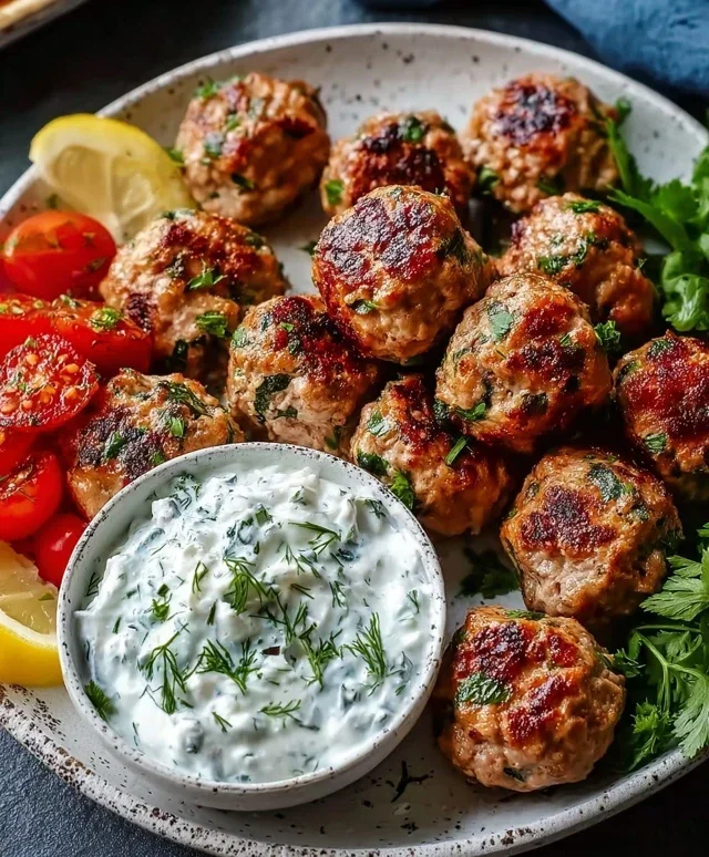 Greek Turkey Meatballs with Tzatziki