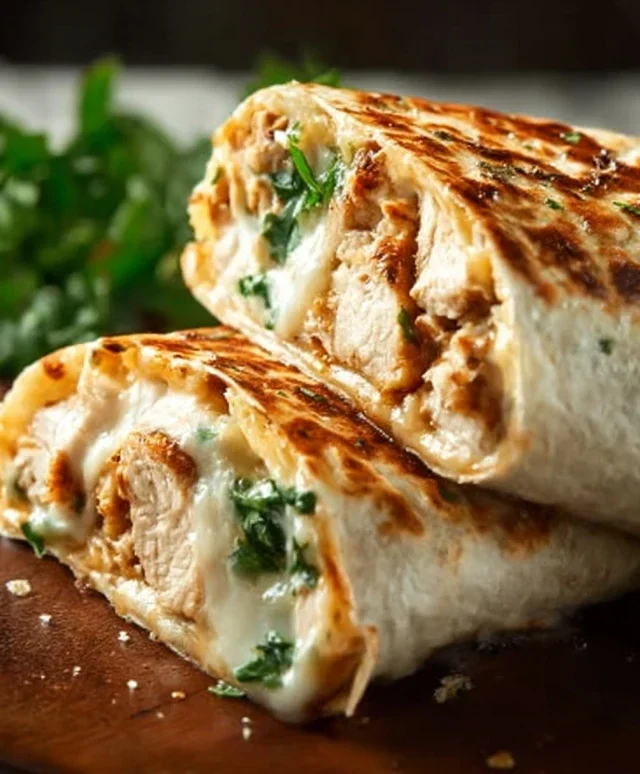 Cheesy Garlic Chicken Wraps