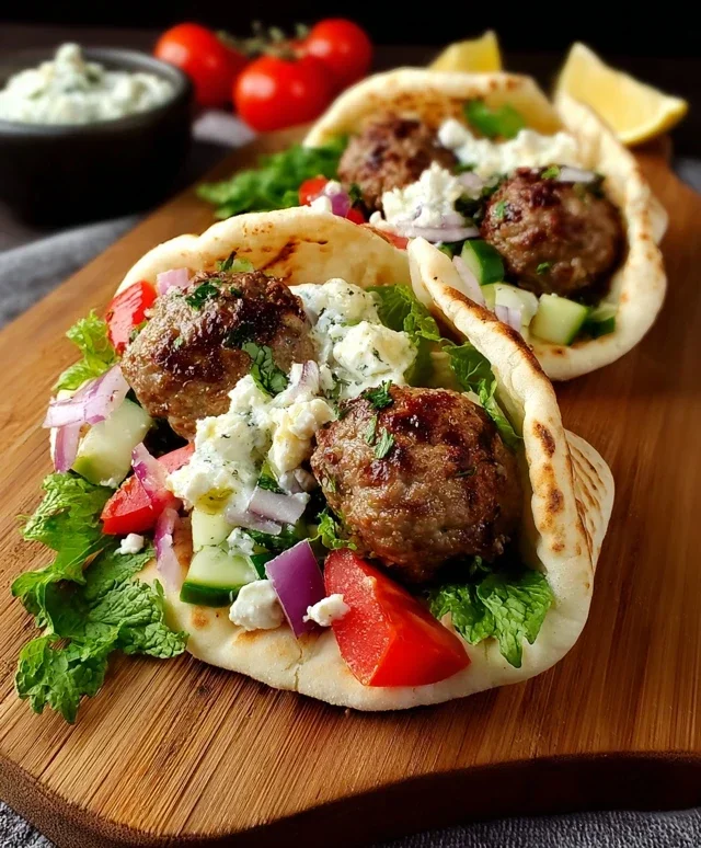 Greek Meatball Pitas