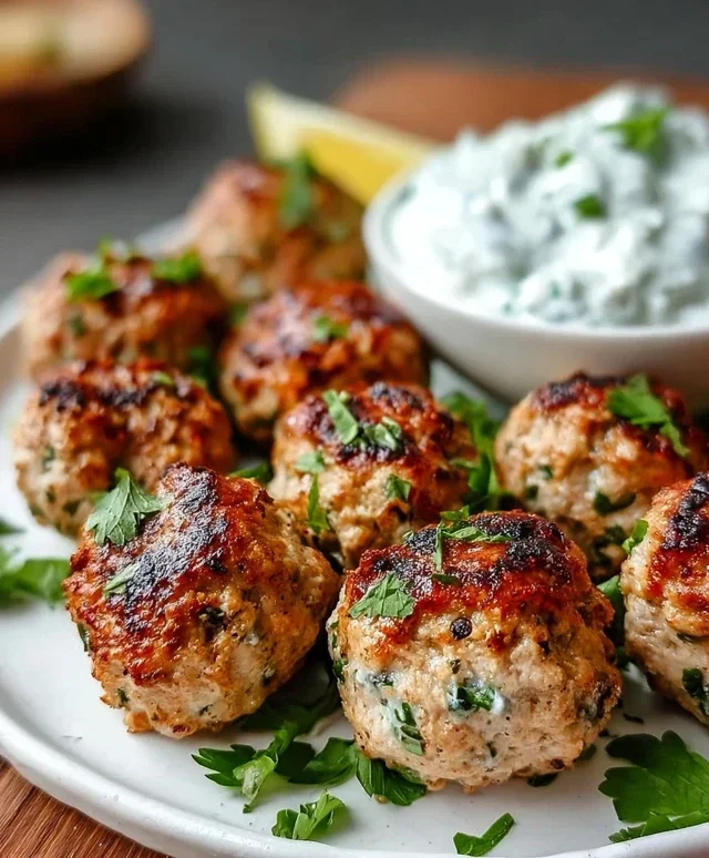 Greek Turkey Meatballs with Tzatziki