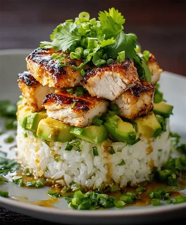 Delicious Honey Lime Chicken & Avocado Rice Stack Recipe