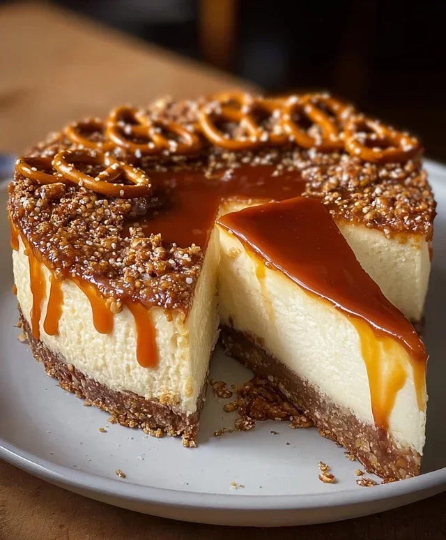 Salted Caramel Pretzel Cheesecake