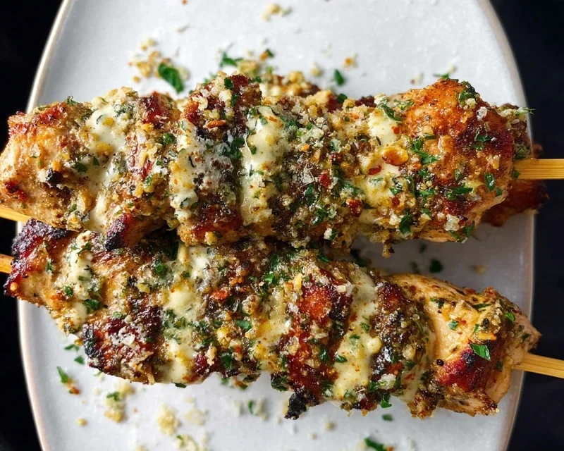 Ranch Garlic Parmesan Chicken Skewers
