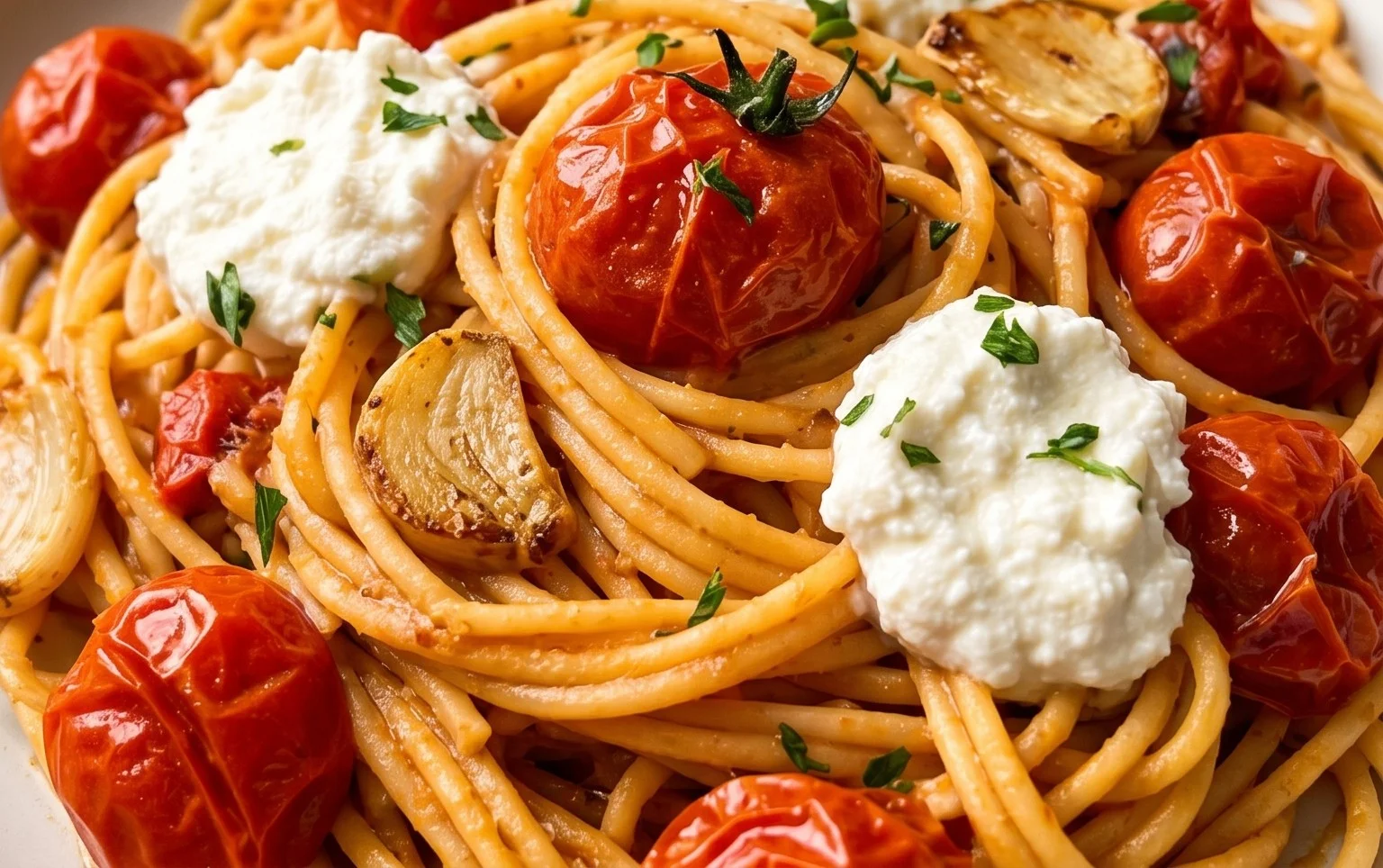 Roasted Tomato and Garlic Ricotta Pasta