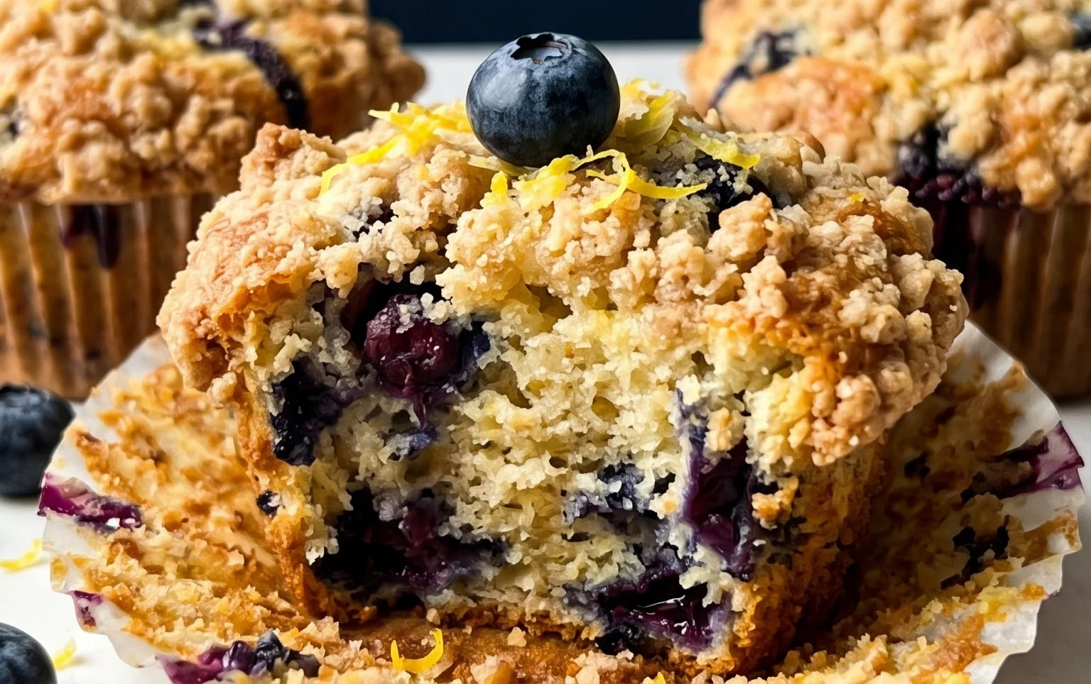 Lemon Blueberry Streusel Muffins