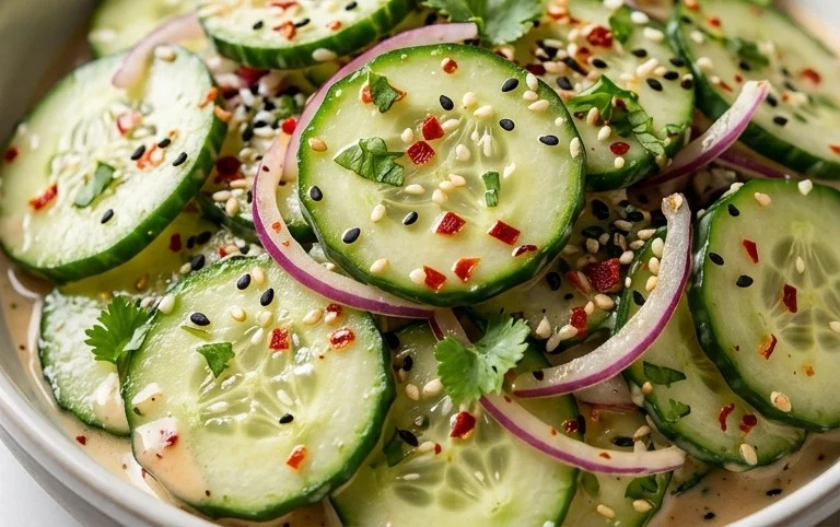 Creamy Asian Cucumber Salad Bowl