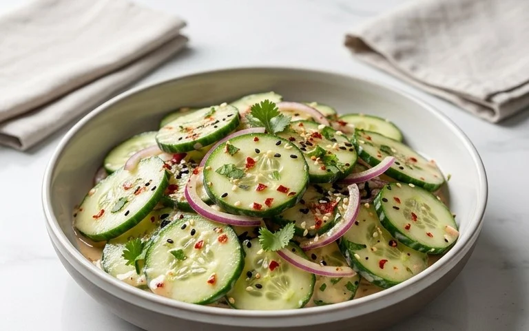 Creamy Asian Cucumber Salad Bowl