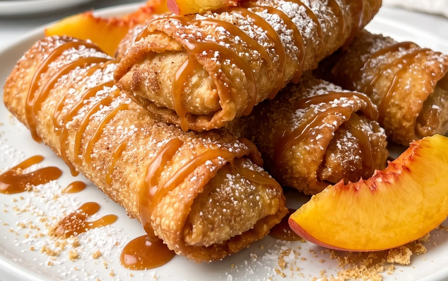 Peach Cobbler Egg Rolls