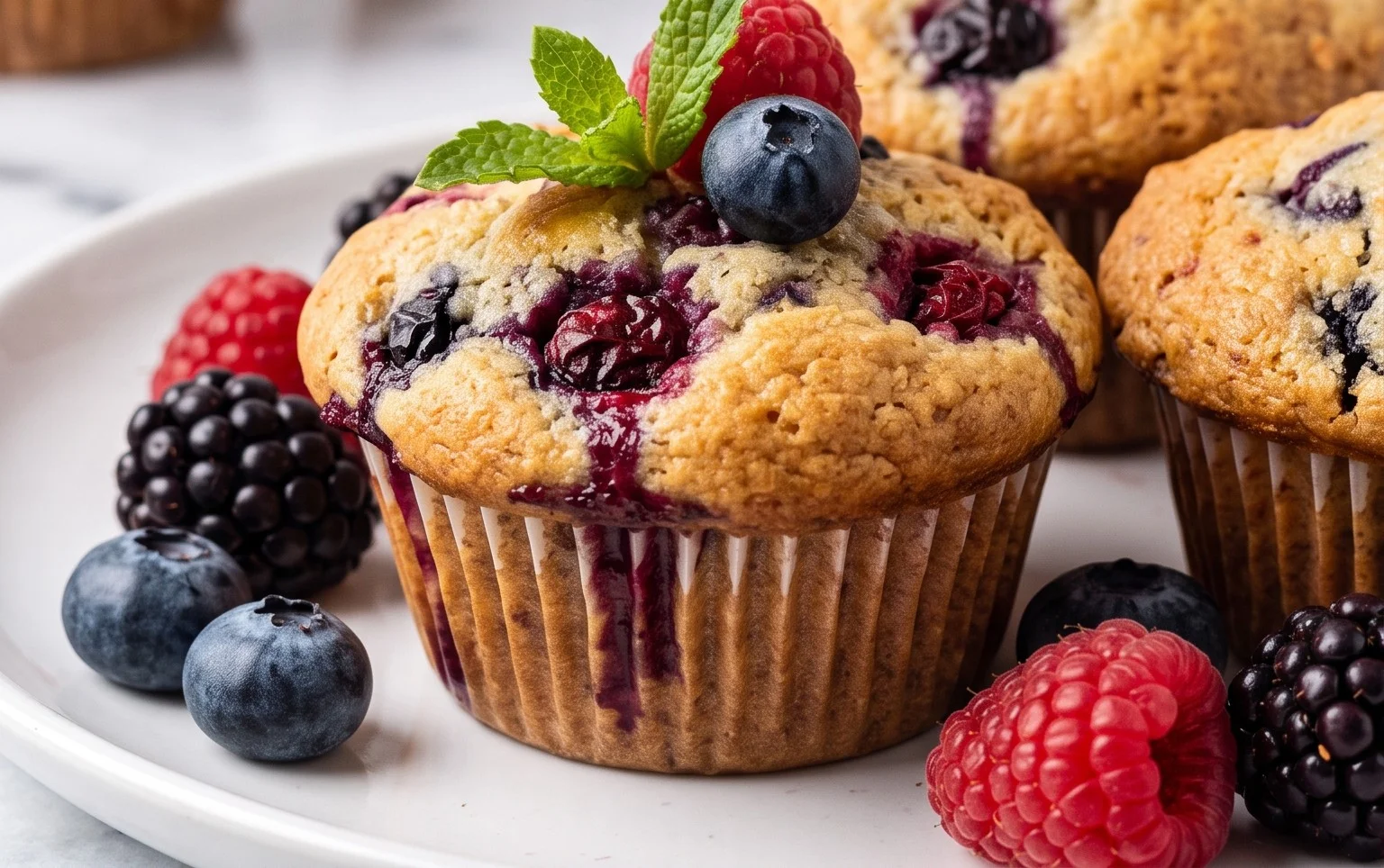 Bakery Style Mixed Berry Muffins | with Frozen Berries