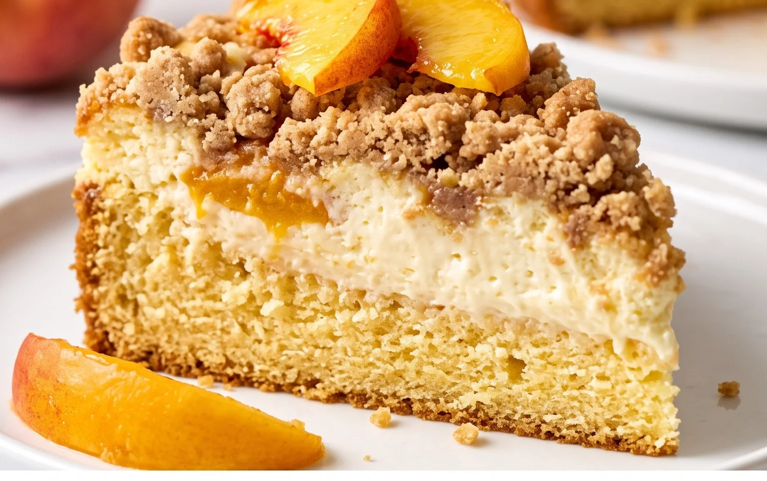 Peach Cream Cheese Cake with Streusel Topping