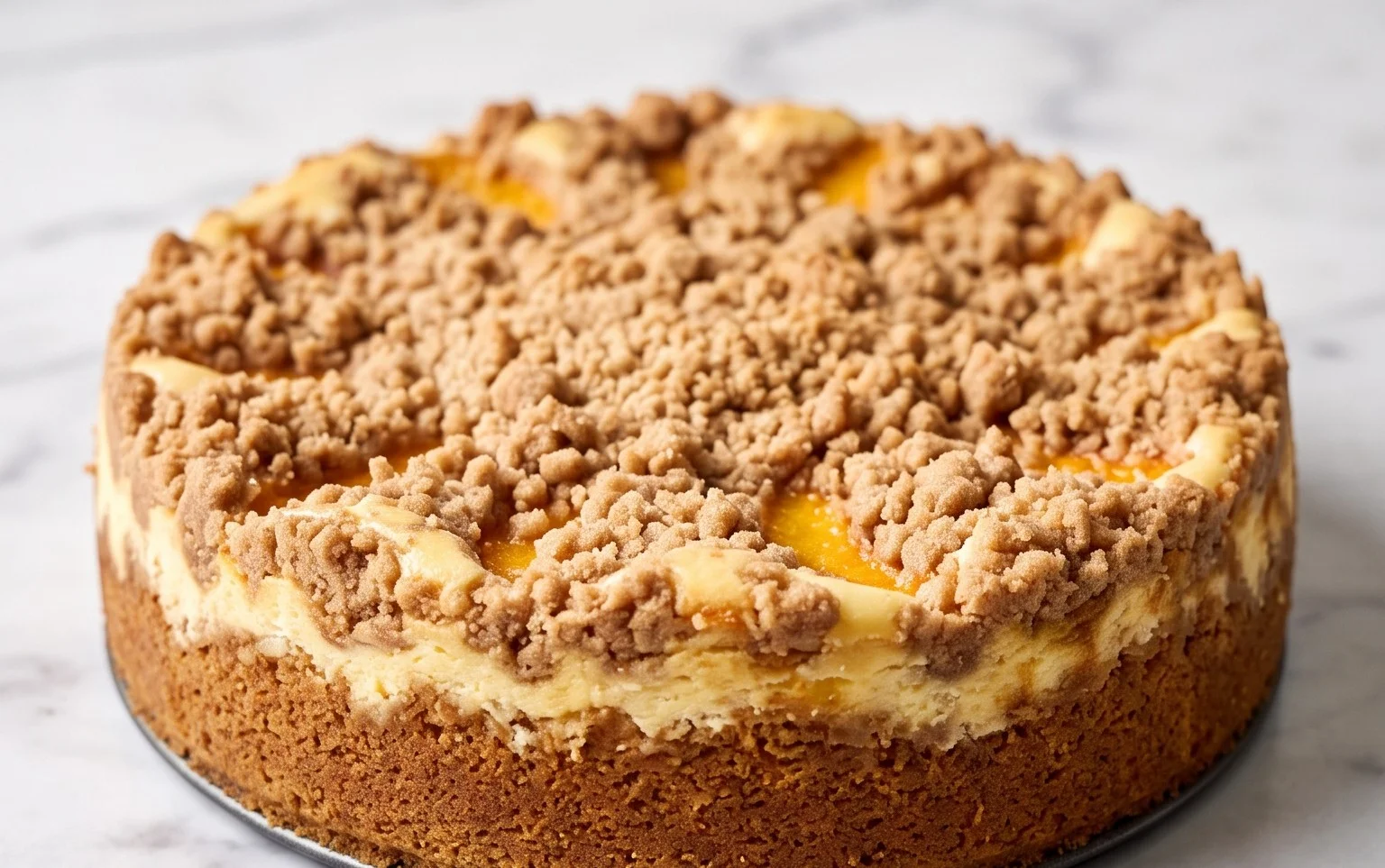 Peach Cream Cheese Cake with Streusel Topping