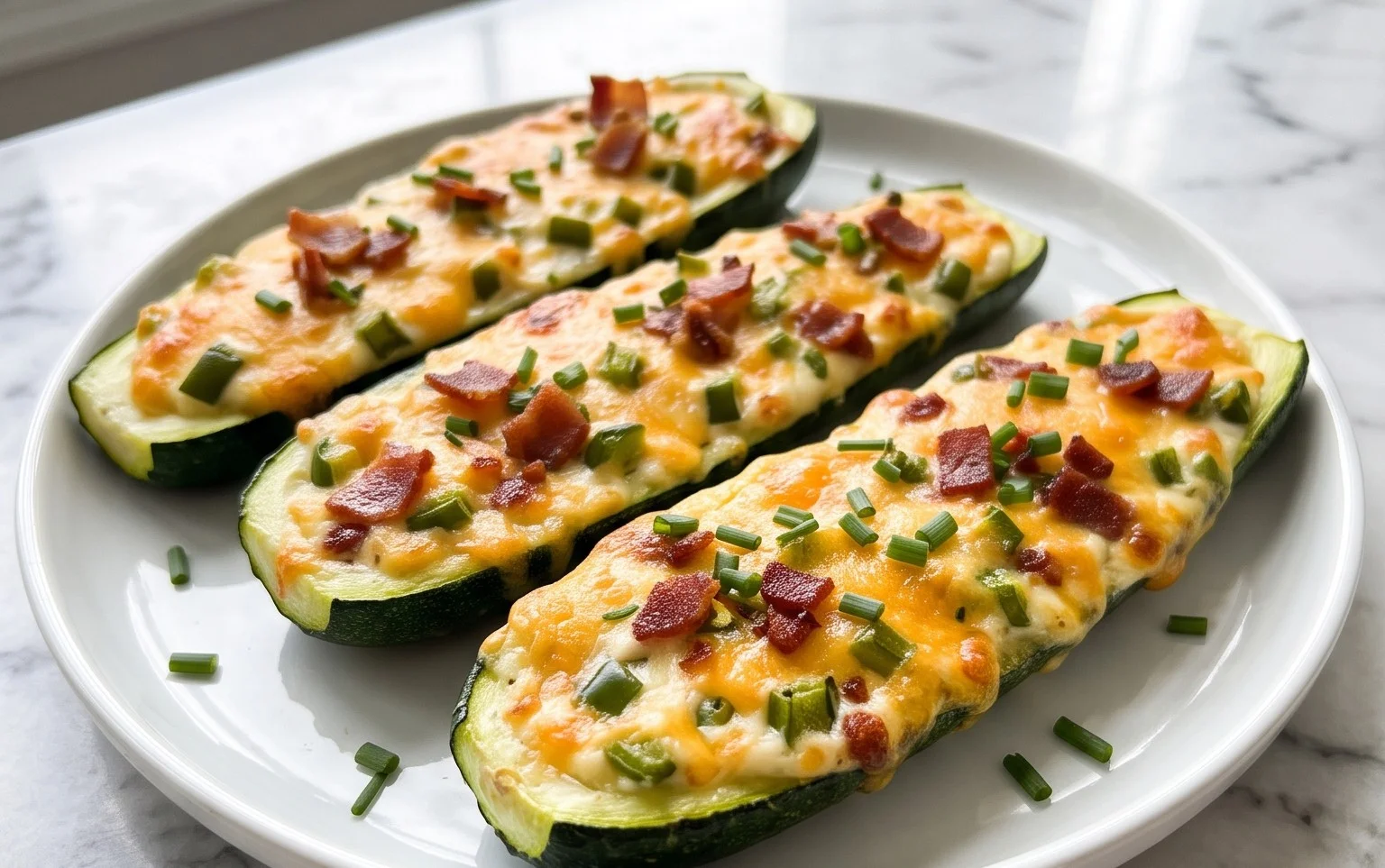 Jalapeno Popper Zucchini Boats