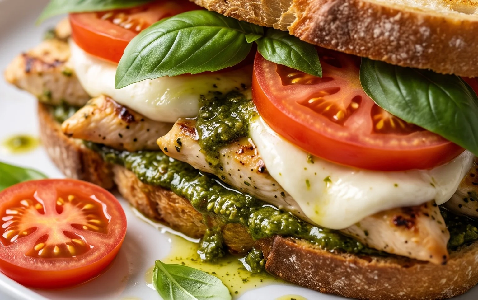 Chicken Pesto Caprese Sandwich
